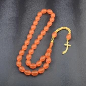 Özel Seri Arpa Kesim Gümüş Püsküllü 12x9 mm Sıkma Kehribar Tesbih thumbnail 2