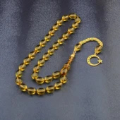 Özel Seri Arpa Kesim Gümüş Püsküllü 12x9 mm Ateş Kehribar Tesbih thumbnail 2