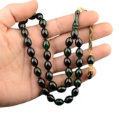 Özel Seri Arpa Kesim Gümüş Püsküllü 12x9 mm Ateş Kehribar Tesbih thumbnail 1