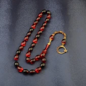 Özel Seri Arpa Kesim Gümüş Püsküllü 12x9 mm Ateş Kehribar Tesbih thumbnail 2