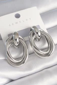 Pirinç Gümüş Renk Oval Sarmal Model Kadın Küpe - TJ-BKP8728 - 1