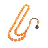 Özel Seri Arpa Kesim Gümüş Püsküllü 12x9 mm Sıkma Kehribar Tesbih thumbnail 2