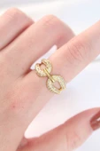 Zirkon Taşlı Gold Renk Ayarlanabilir Yüzük - TJ-BYK3109 - 2