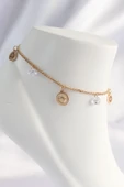 316L Çelik Gold Renk Zirkon Taşlı Yıldızlı Halhal - TJ-HH1620 - 1
