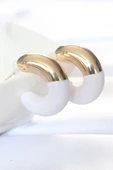 CCB Beyaz Gold Çift Renk Küpe - TJ-BKP8874 - 1