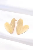 Bej Renk Mineli Kalp Küpe - TJ-BKP8841 - 1