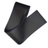 DİKİŞLİ DİREKSİYON KILIFI İTHAL SİYAH DERİ MAVİ YÜZÜK MAVİ DİKİŞLİ FIAT EGEA İÇİN thumbnail 2