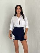 Kadın Şortlu Etek - Lacivert - 5
