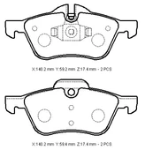 MINI COOPER- 02/07; ÖN FREN BALATASI (KABLOSUZ)(DİSK) (140,2X59,2X17,4/140,2X59,4X17,4) (BRAMAX) - 1