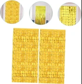 Nessiworld   Ekstra Metalize Altın Renk Disko Dikdörtgen Kesim Kapı Perdesi Dekorasyon 1x2 Metre thumbnail 3