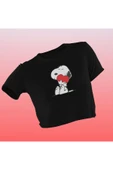 playbackmoda Crop-top Snoopy Baskılı Yarım Tişört thumbnail 1