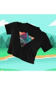 playbackmoda Crop Top Doğa Dağ Baskılı Yarım Tişört thumbnail 1
