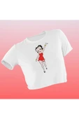 playbackmoda Crop-top Pretty Betty Boop Baskılı Yarım Tişört thumbnail 1