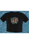 playbackmoda Akiki Tasarım, Rubikin Kübü Math Dizayn, Bilimsel Tasarım, Siyah Crop (yarım Tişört) , M Beden thumbnail 1