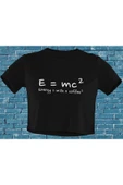 playbackmoda Akiki Tasarım, E=mc2 Energy=milk X Coffee2, Bilimsel Tasarım, Siyah Crop (yarım Tişört) , L Beden thumbnail 1