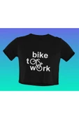 playbackmoda Akiki Tasarım, Işe Bisikletle Gitme Günü, Bisiklet Fanatikleri, Siyah Crop (yarım Tişört) , L Beden thumbnail 1