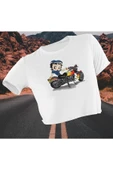 playbackmoda Crop-top Motorcu Betty Boop Baskılı Yarım Tişört thumbnail 1