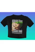 playbackmoda Akiki Tasarım Roronoa Zoro Anime  Manga Siyah Crop  Yarım Tişört  Xs Beden thumbnail 1