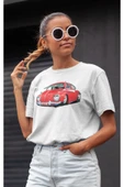 playbackmoda Crop-top Kırmrızı Wolksvagen Beetle Baskılı Yarım Tişört thumbnail 2