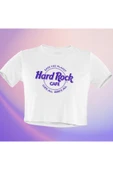 playbackmoda Crop-top Hard Rock Kafe Baskılı Yarım Tişört thumbnail 1