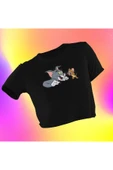 playbackmoda Crop-Top Tom And Jerry Baskılı Yarım T-Shirt - 1