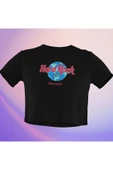 playbackmoda Crop-top Hard Rock Kafe Baskılı Yarım Tişört thumbnail 1