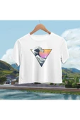 playbackmoda Crop-top Japon Dalga Baskılı Yarım Tişört thumbnail 1
