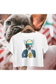 playbackmoda Crop-top Cool Boy Köpek Baskılı Yarım Tişört - 1