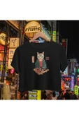 playbackmoda Crop-top Japon Kedi Baskılı Yarım Tişört thumbnail 1
