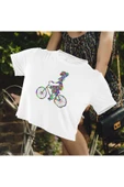 playbackmoda Crop-top Bisiklet Baskılı Yarım Tişört thumbnail 1