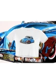 playbackmoda Crop-top Mavi Wolksvagen Beetle Baskılı Yarım Tişört thumbnail 1