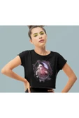 playbackmoda Crop Top Ilustrasyon Kadın Baskılı Yarım Tişört thumbnail 2