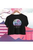 playbackmoda Crop-top Japon Gün Batımı Baskılı Yarım Tişört thumbnail 1