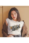 playbackmoda Crop Top Zar Kurukafa Baskılı Yarım Tişört thumbnail 1