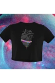 playbackmoda Crop-top Kırık Kalp Baskılı Yarım Tişört thumbnail 1