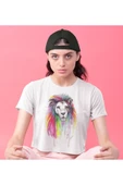 playbackmoda Crop-top Renkli Aslan Baskılı Yarım Tişört thumbnail 1