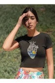 playbackmoda Crop-top Doğa Kalp Baskılı Yarım Tişört thumbnail 1