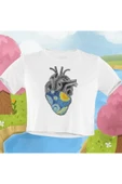 playbackmoda Crop-top Doğa Kalp Baskılı Yarım Tişört thumbnail 2