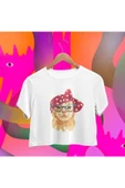 playbackmoda Crop-top Gözlüklü Kedi Baskılı Yarım Tişört thumbnail 1