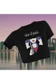 playbackmoda Crop Dizi Fim New Yorker Baskılı Yarım Tişört thumbnail 1