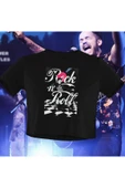 playbackmoda Crop-top Rock And Roll Baskılı Yarım Tişört thumbnail 1