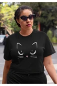 playbackmoda Crop-top Silüet Kedi Baskılı Yarım Tişört thumbnail 2