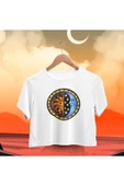 playbackmoda Crop-top Güneş Ve Ay Baskılı Yarım Tişört thumbnail 1