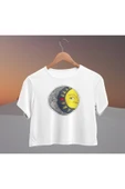 playbackmoda Crop-top Güneş ve Ay Baskılı Yarım Tişört thumbnail 1