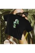 playbackmoda Crop-top Ilustrasyon Doğa Kadın Baskılı Yarım Tişört thumbnail 1