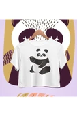 playbackmoda Crop-top Sevimli Panda Baskılı Yarım Tişört thumbnail 1