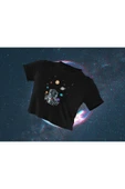 playbackmoda Crop-top Astronot Uzay Gezegenler Baskılı Yarım Tişört thumbnail 1