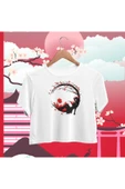 playbackmoda Crop-top Japon Bahar Manzarası Baskılı Yarım Tişört - 1