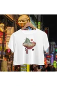playbackmoda Crop-top Japon Yemek Baskılı Yarım Tişört thumbnail 1