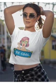 playbackmoda Crop-top Pop Art Be Cool Baskılı Yarım Tişört thumbnail 1